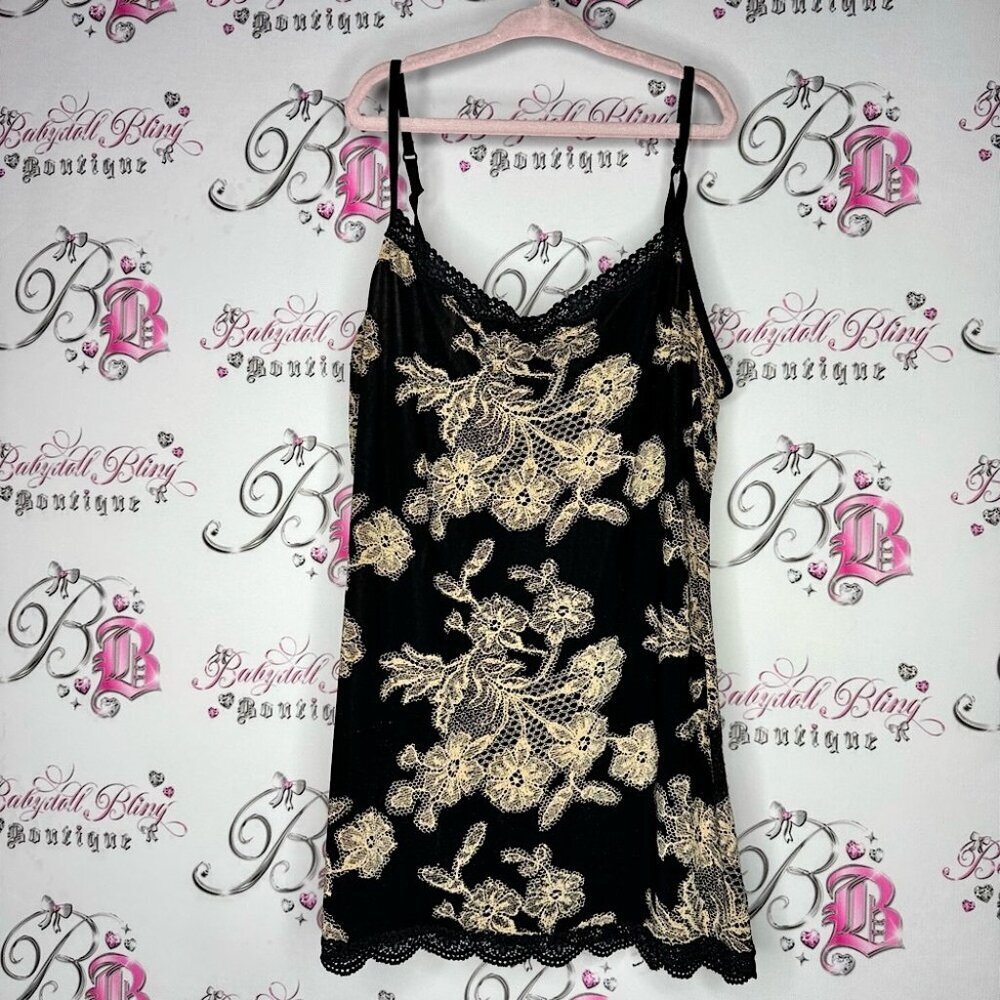 Jockey tank top lace black tan sexy soft buttery Black Lace Slip cami